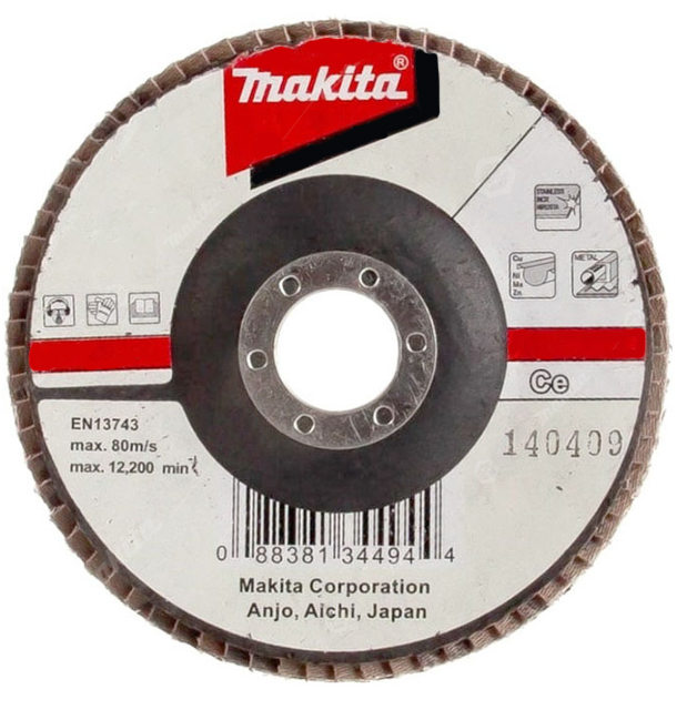 Лепестковый шлифовальный диск С80, 115 мм, стекловолокно, плоский Makita D-28472 Лепестковый шлифовальный диск С80, 115 мм, стекловолокно, плоский Makita D-28472