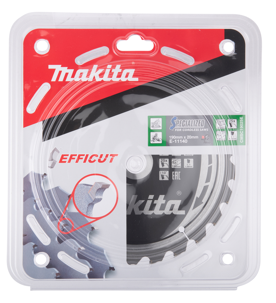 Пильный диск для аккумуляторных пил по дереву EFFICUT 190X20X1.35X25T Makita E-11140