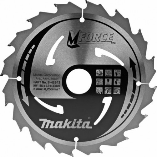 Пильный диск для дерева 185X30/20/15.88X1.2X16T M-FORCE Makita B-43642