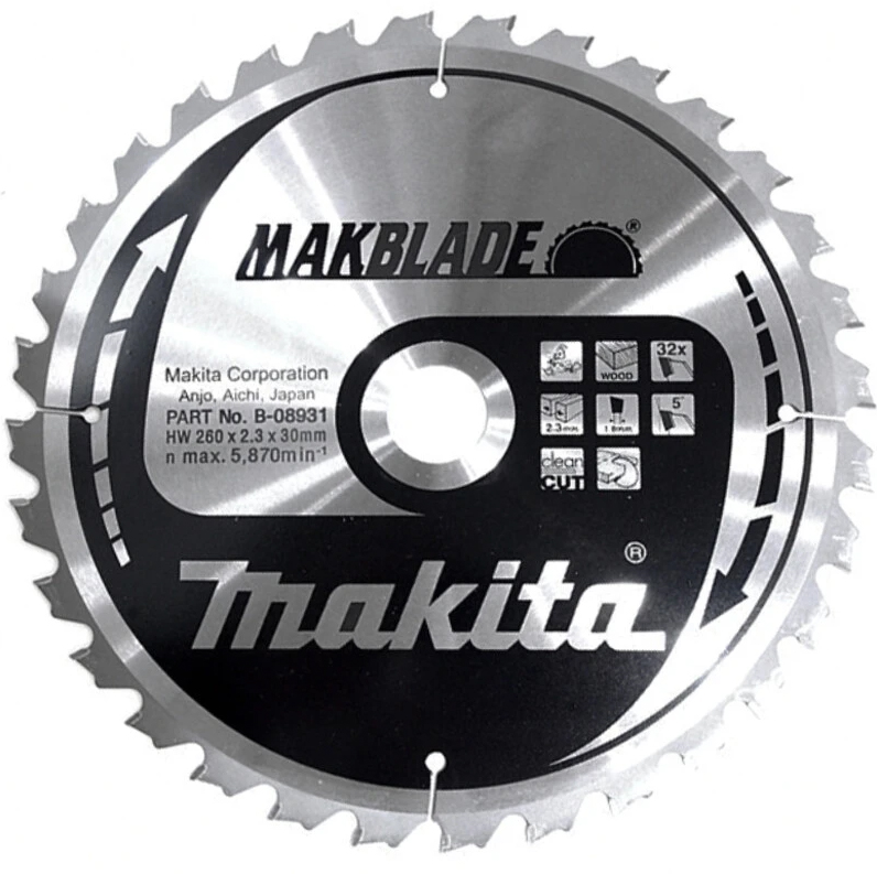 Пильный диск для дерева 260X30X1.8X32T MAKBLADE Makita B-35259 (B-08931)