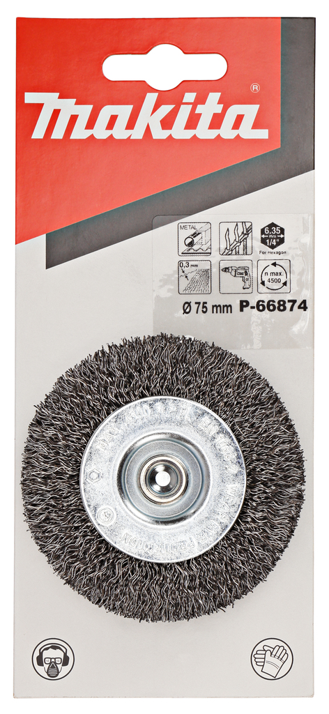 Щетка проволочная дисковая (75 мм, 6 мм) Makita P-66874
