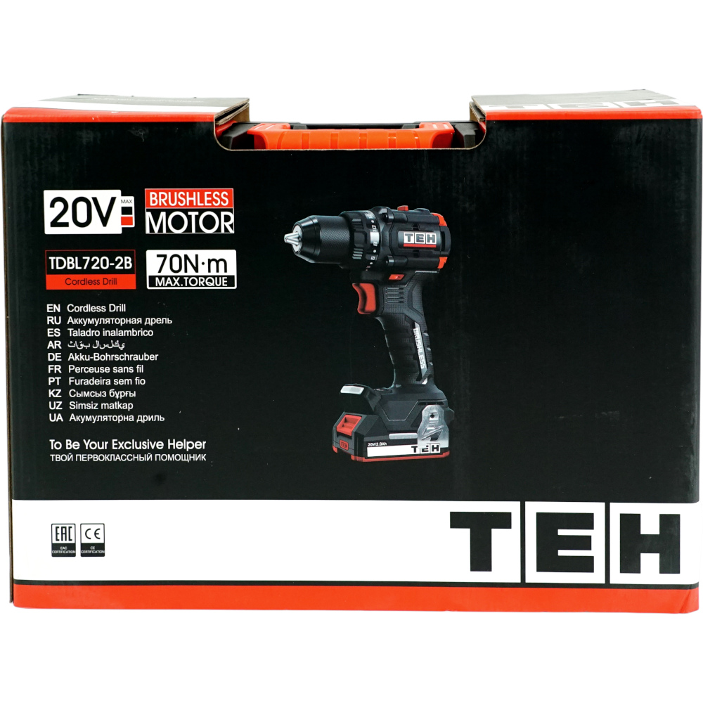 Дрель аккумуляторная 20V TEH TDBL720-2B
