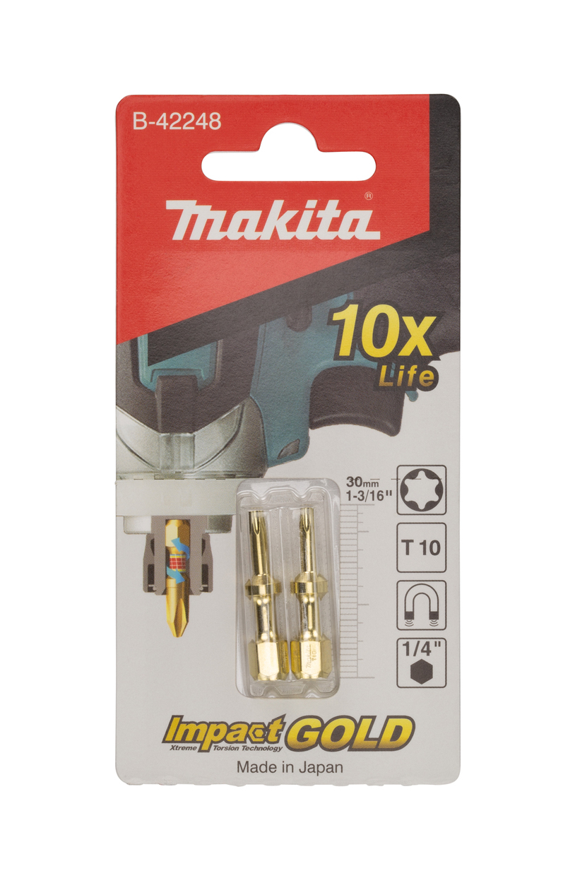 Бита Impact Gold Shorton T10, 30 мм, E-form (MZ), 2 шт Makita B-42248
