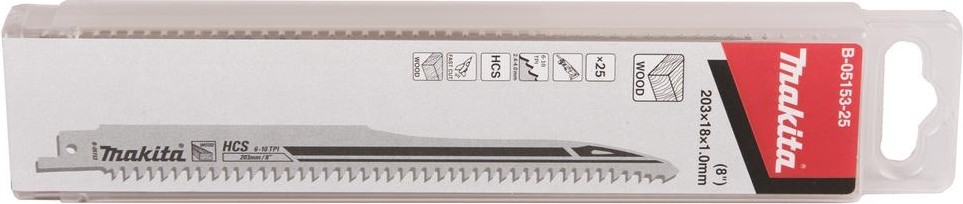 Сабельная пилка Super Express для дерева 203х1,0х6-10TPI, 25 шт Makita B-05153-25