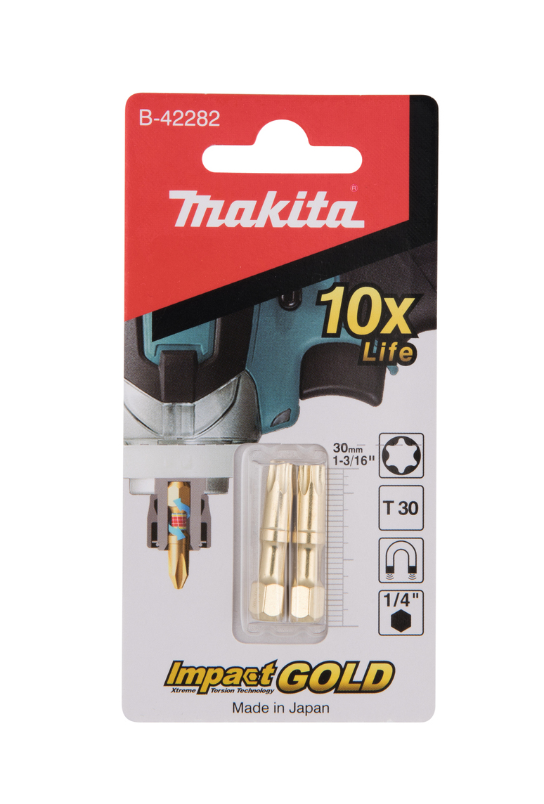 Бита Impact Gold Shorton T30, 30 мм, E-form (MZ), 2 шт Makita B-42282
