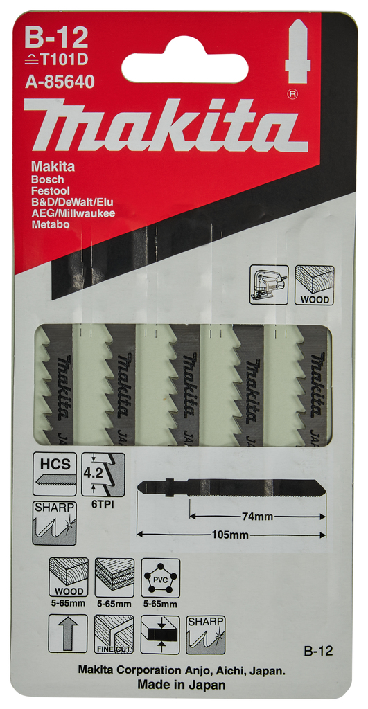 Пилки для лобзика 5 шт B-12 Makita A-85640