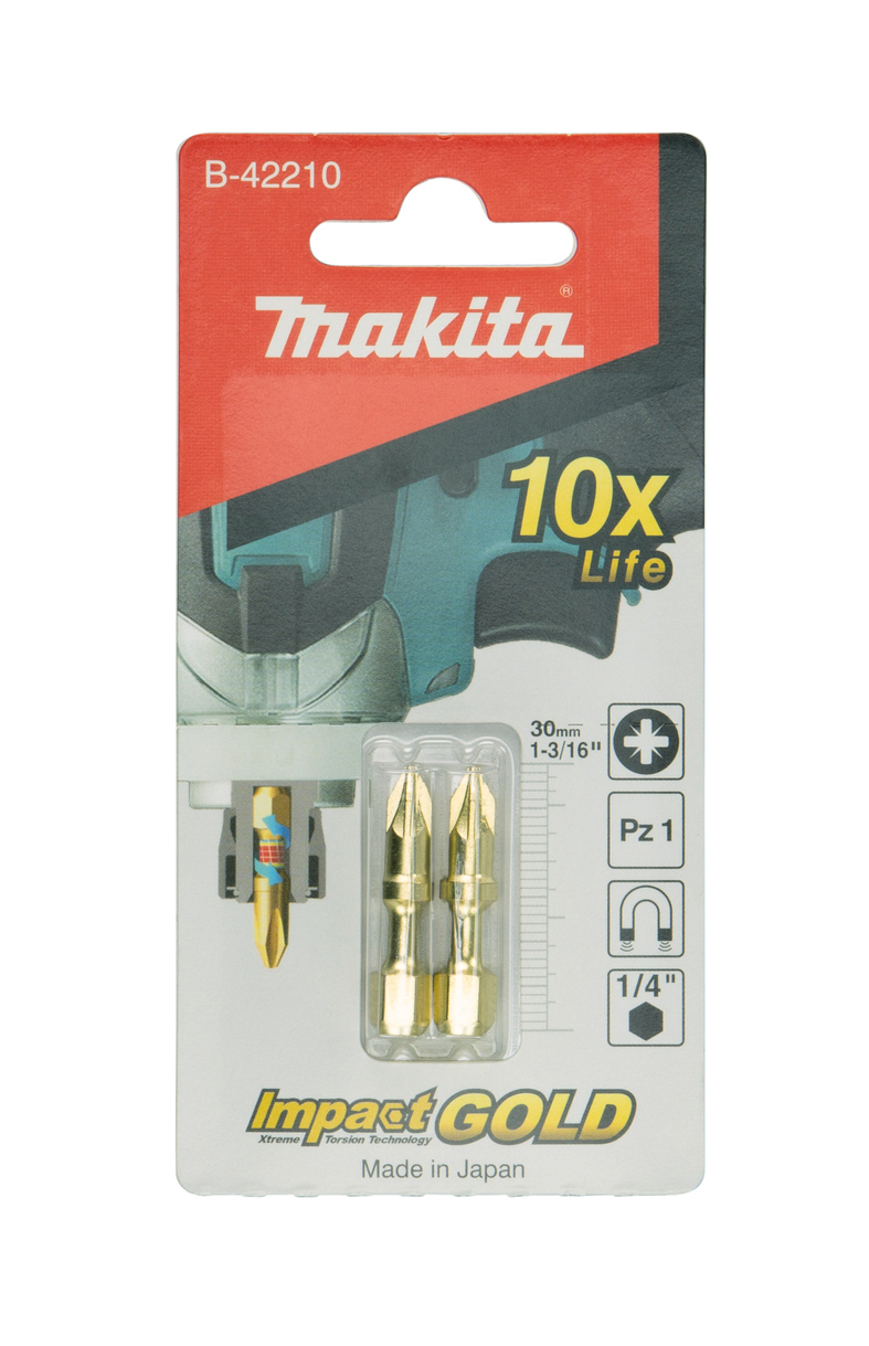 Бита Impact Gold Shorton PZ1, 30 мм, E-form (MZ), 2 шт Makita B-42210