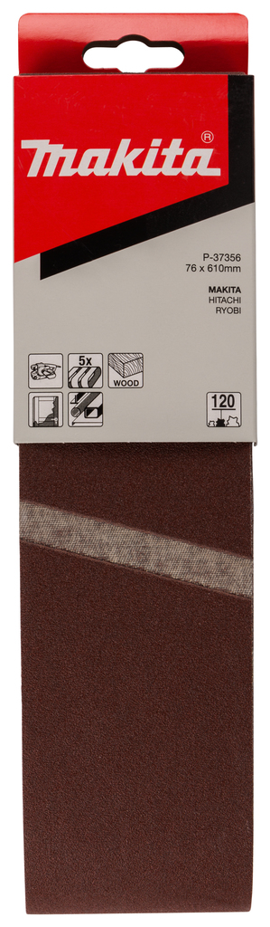 Лента шлифовальная 76х610 мм, P120, 5 шт Makita P-37356