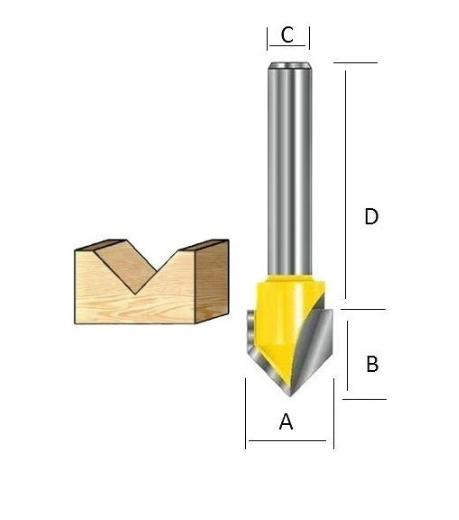 Фреза для V-образных пазов 15,9х12,7х12х38х2Т Makita D-10718