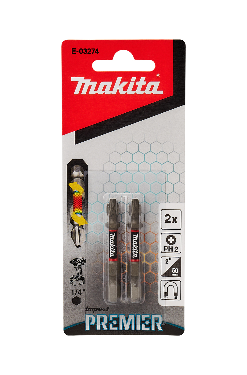 Насадка Impact Premier PH2, 50 мм, E-form (MZ), 2 шт Makita E-03274