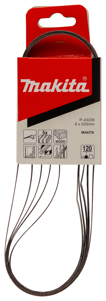 Лента шлифовальная 6х533 мм, P120, 5 шт Makita P-43228
