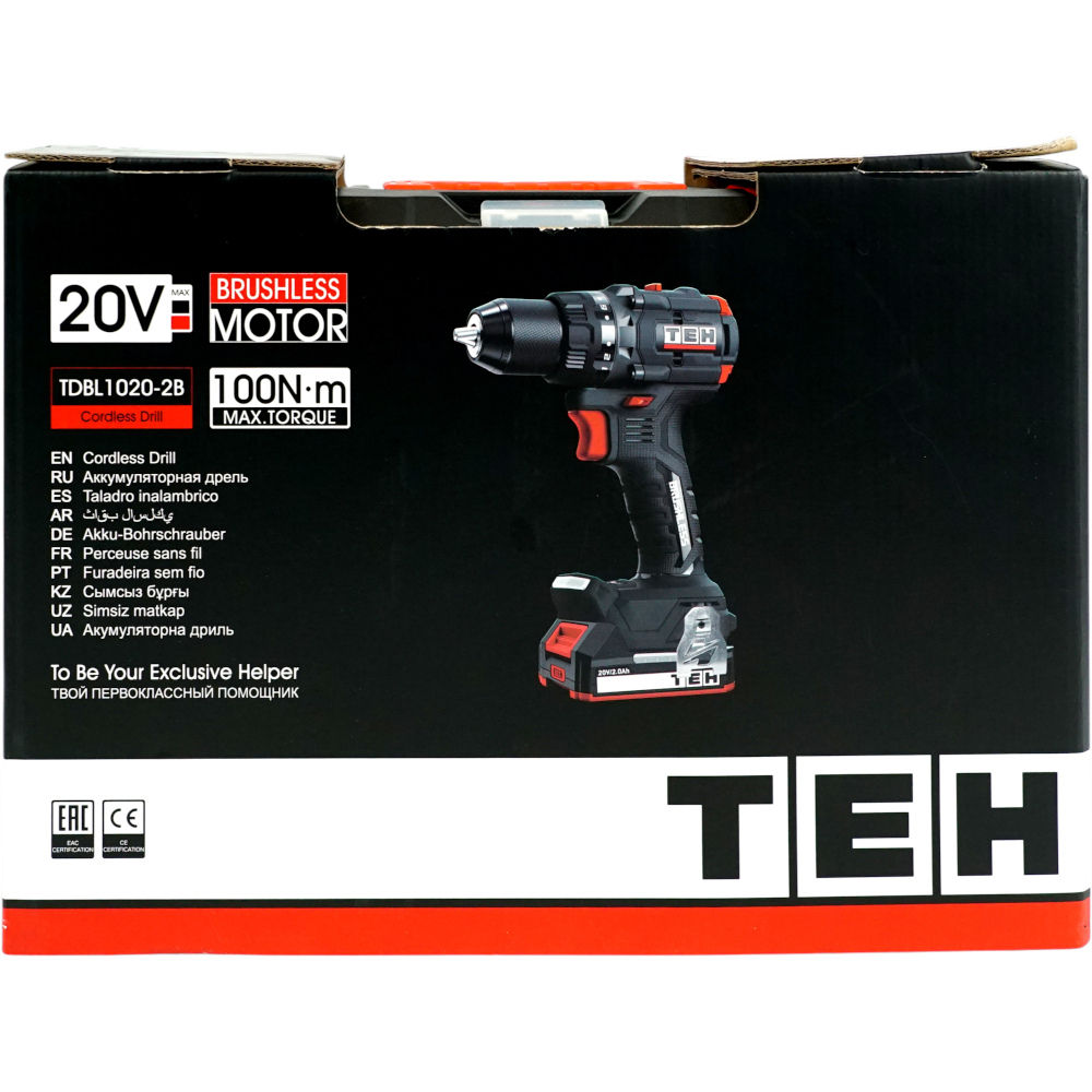 Дрель аккумуляторная 20V TEH TDBL1020-2B