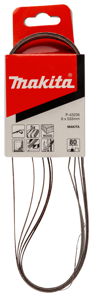 Лента шлифовальная 6х533 мм, P80, 5 шт Makita P-43206