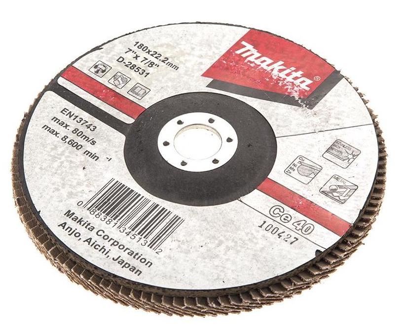 Лепестковый шлифовальный диск С40, 180 мм, стекловолокно, плоский Makita D-28531