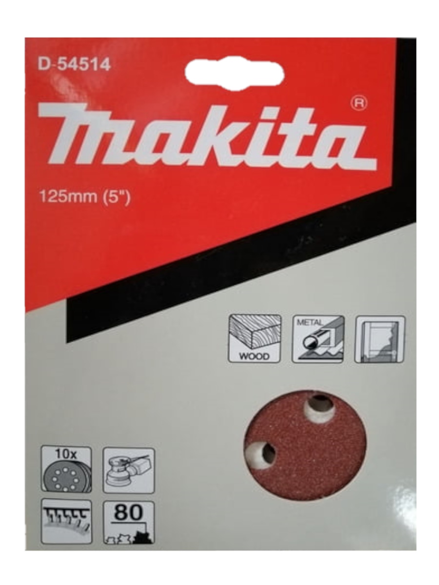 Шлифовальная бумага круглая 125 мм A80, 10 шт. Makita D-54514