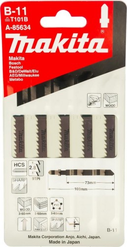 Пилки для лобзика 5 шт B-11 Makita A-85634