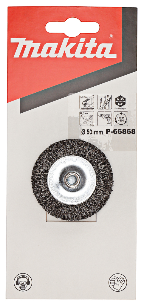 Щетка проволочная дисковая (50 мм, латунь, 6 мм) Makita P-66868