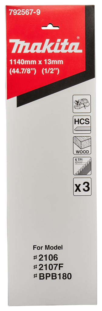 Полотно для DPB180/2106/2107F/2107FW 1140x0.5x13x6TPI (для дерева) Makita 792567-9