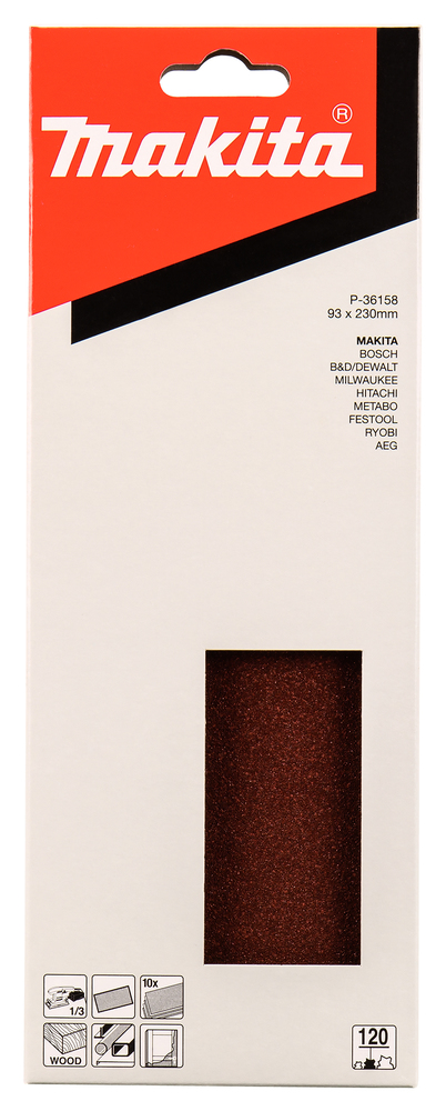 Шлифовальная бумага 93х228 мм, K120, 10 шт Makita P-36158