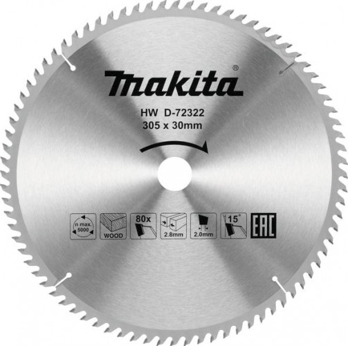 Пильный диск для дерева 305х30х80T Makita D-72322