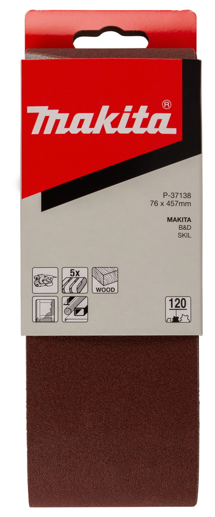 Лента шлифовальная 76х457 мм, P120, 5 шт Makita P-37138