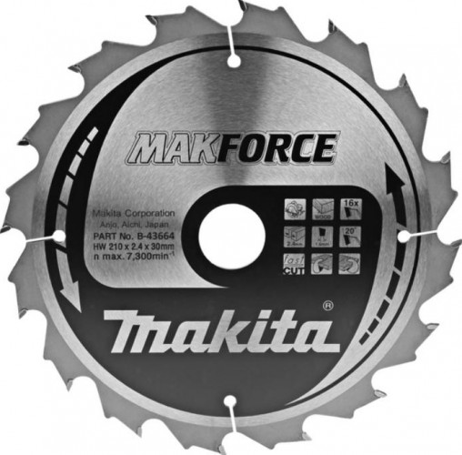 Пильный диск для дерева 210X30X1.6X16T MAKFORCE Makita B-43664