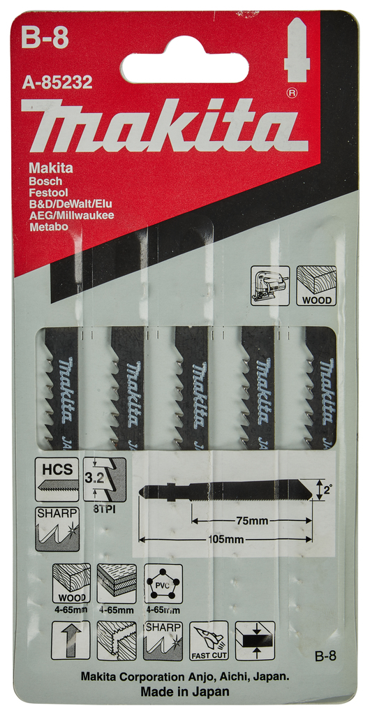 Пилки для лобзика 5 шт B-8 Makita A-85232