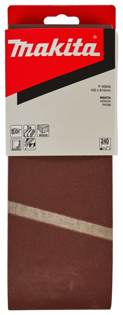 Лента шлифовальная 100х610 мм, К240, 5 шт Makita P-36946