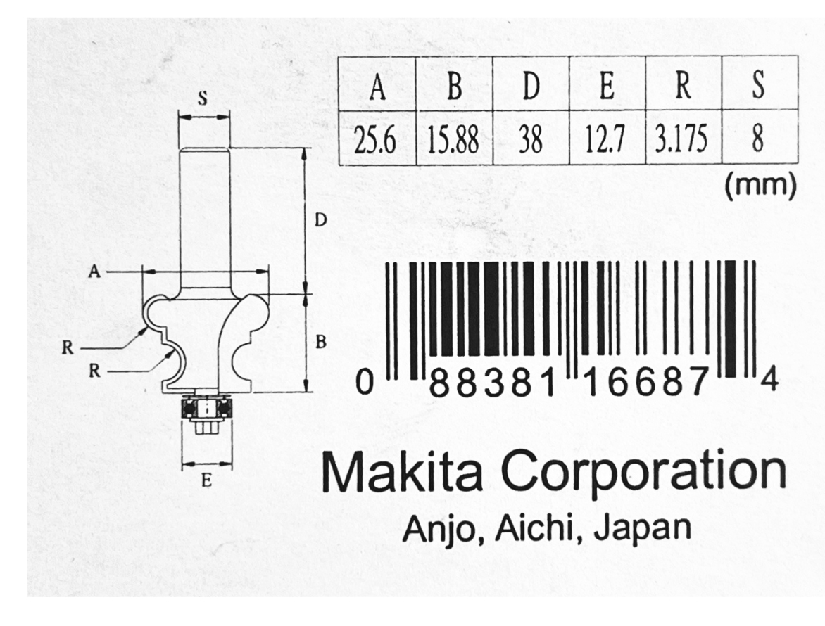 Фреза фигирейная 25.4х15.9х8х38х2Т Makita D-11835