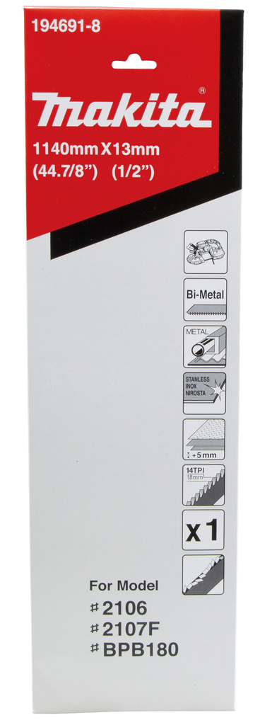 Полотно для DPB180/2106/2107F/2107FW 1140x0.5х13x14TPI (для пластика/цветных металлов) Makita 194691 — 194691-8