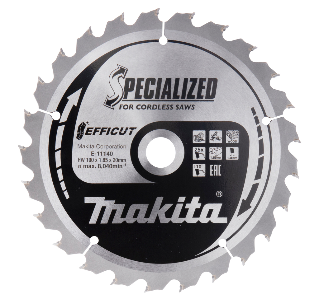 Пильный диск для аккумуляторных пил по дереву EFFICUT 190X20X1.35X25T Makita E-11140