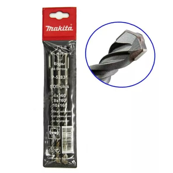 Набор буров SDS -PLUS 4Plus 3 шт. (6, 8, 10x160) Makita P-52831