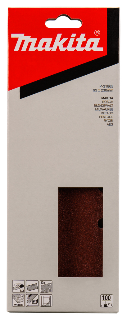 Бумага шлифовальная 93x230 мм, P100, 10 шт Makita P-31865