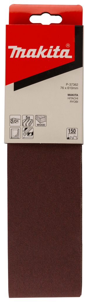 Лента шлифовальная 76х610 мм, P150, 5 шт Makita P-37362