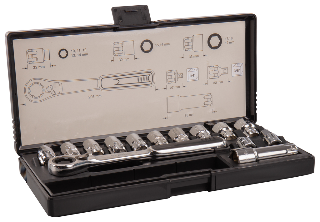 Набор ключей и проходных головок 14 предметов Makita B-65595