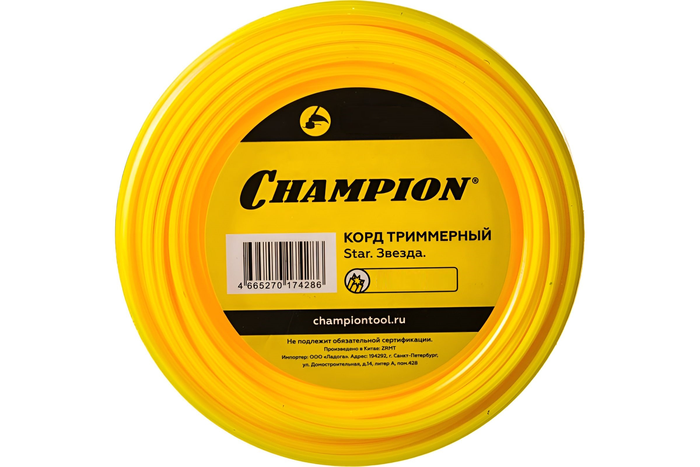 Корд триммерный Star 2.0мм*15м (леска звезда) CHAMPION C5024 Корд триммерный Star 2.0мм*15м (леска звезда) CHAMPION C5024