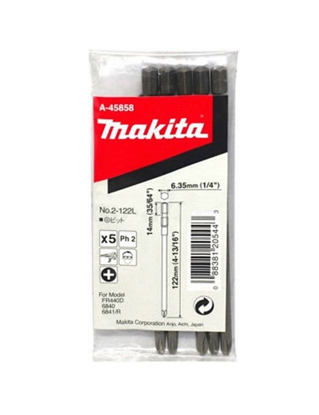 Бита PH2, 122 мм, E-form, 5 шт (для 6833, 6835D, 6840, 6841/R, FR440D) Makita A-45858