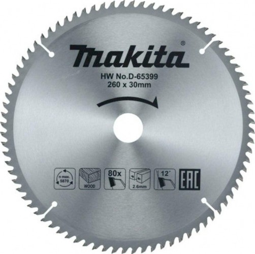 Пильный диск для дерева 260X30X1.8X80T STANDART Makita D-65399