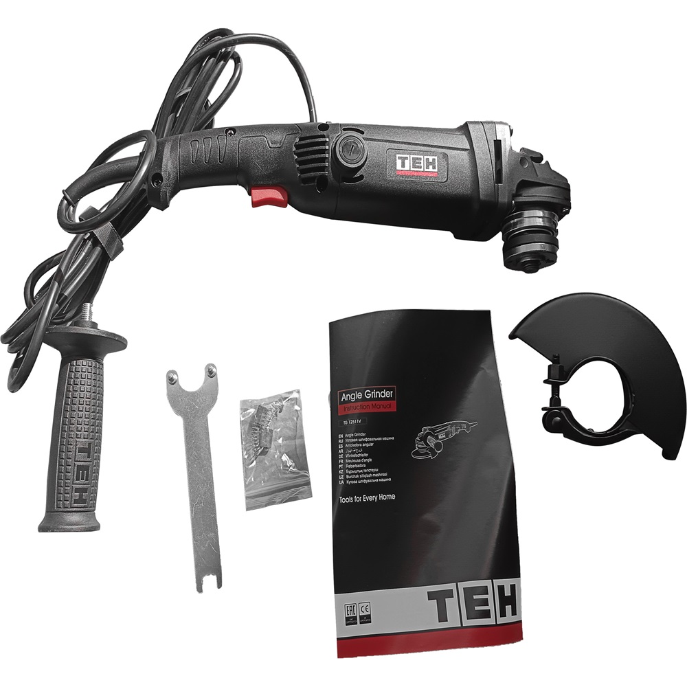 УШМ с регулировкой оборотов, длинная рукоятка 125мм TEH TG12511V