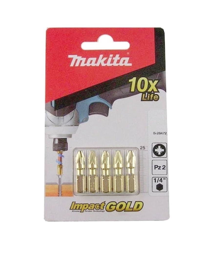 Бита Impact Gold PZ2, 25 мм, C-form, 5 шт Makita B-28472