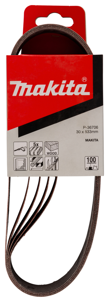 Лента шлифовальная 30х533 мм, P100, 5 шт Makita P-36706