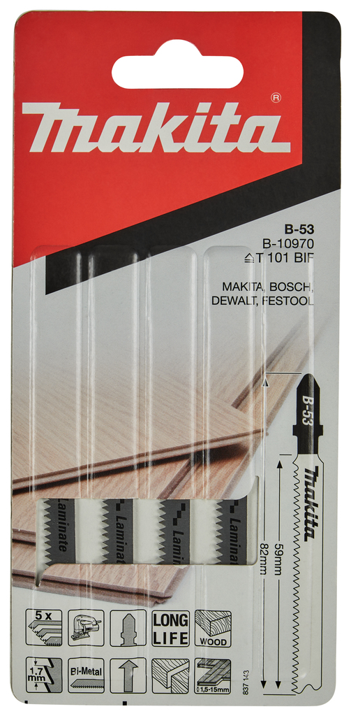 Лобзиковая пилка для твердого дерева В-53, 5 шт Makita B-10970