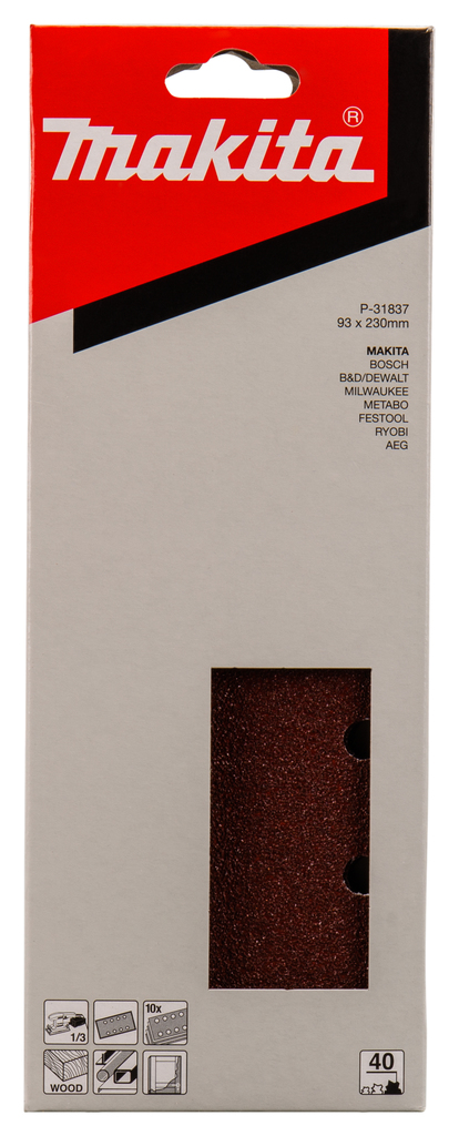 Бумага шлифовальная 93x228, мм, P40, 10 шт Makita P-31837