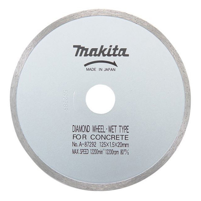 Алмазный диск сплошной по бетону, кирпичу 125x20 (мокрый рез) Makita A-87292 Алмазный диск сплошной по бетону, кирпичу 125x20 (мокрый рез) Makita A-87292