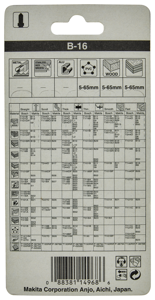 Пилки для лобзика 5 шт B-16 Makita A-85684