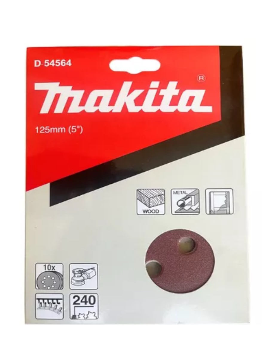 Шлифовальная бумага круглая 125 мм A240, 10 шт. Makita D-54564