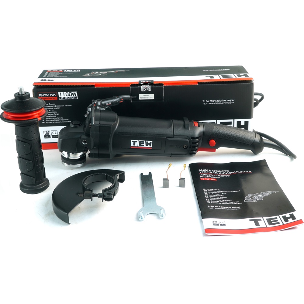 УШМ с регулировкой оборотов, длинная рукоятка 125мм TEH TG12511VPL