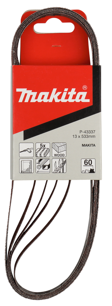 Лента шлифовальная 13х533 мм, P60, 5 шт Makita P-43337