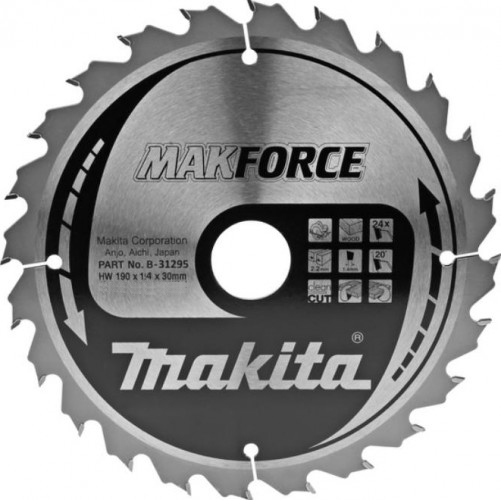 Пильный диск для дерева 190X30X1.4X24T MAKFORCE Makita B-31295 Пильный диск для дерева 190X30X1.4X24T MAKFORCE Makita B-31295
