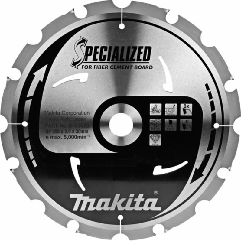 Пильный диск для цементноволокнистых плит 305X30X1.8X8T Makita B-23020